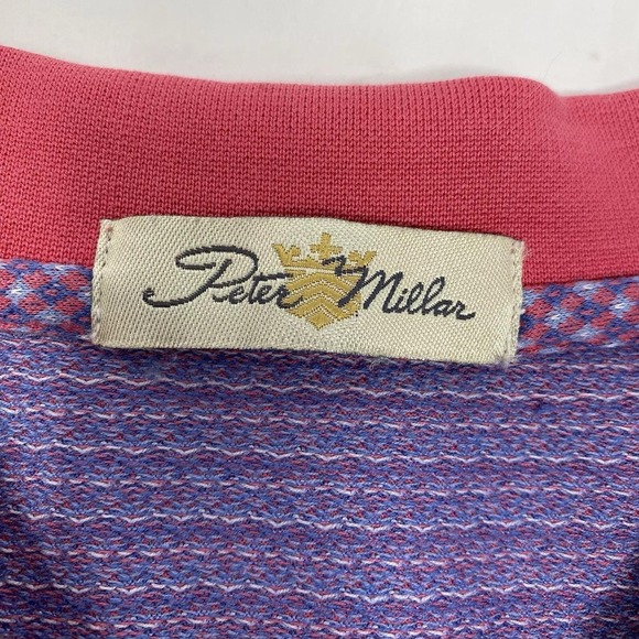 Excellent Polo Shirt Size L Purple Peter Millar Double Mercerized Cotton - Picture 5 of 5